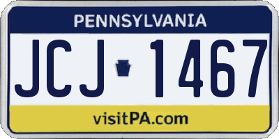 PA license plate JCJ1467