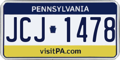 PA license plate JCJ1478