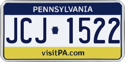 PA license plate JCJ1522