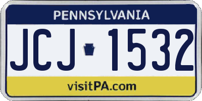 PA license plate JCJ1532