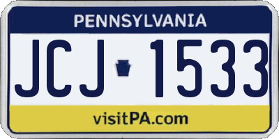 PA license plate JCJ1533