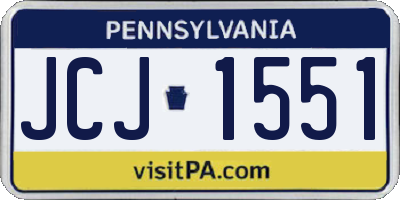 PA license plate JCJ1551