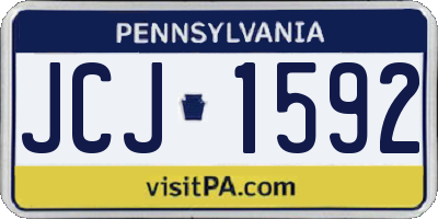 PA license plate JCJ1592