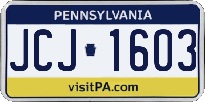 PA license plate JCJ1603