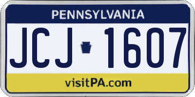 PA license plate JCJ1607
