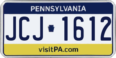 PA license plate JCJ1612