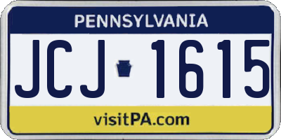 PA license plate JCJ1615