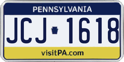 PA license plate JCJ1618