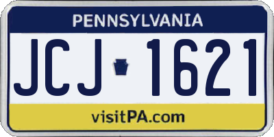 PA license plate JCJ1621
