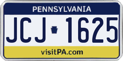 PA license plate JCJ1625