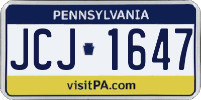 PA license plate JCJ1647