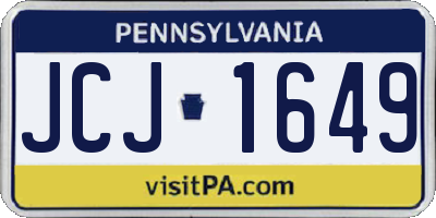 PA license plate JCJ1649