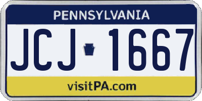 PA license plate JCJ1667