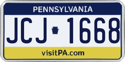 PA license plate JCJ1668