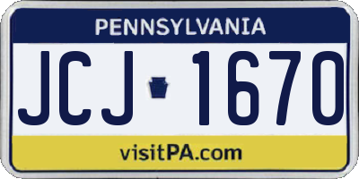 PA license plate JCJ1670