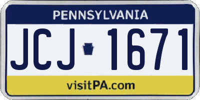 PA license plate JCJ1671