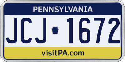 PA license plate JCJ1672