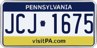 PA license plate JCJ1675
