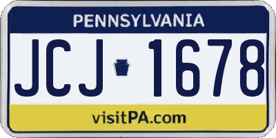PA license plate JCJ1678