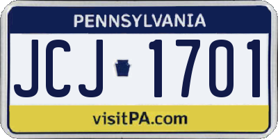 PA license plate JCJ1701