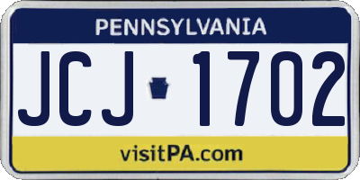PA license plate JCJ1702