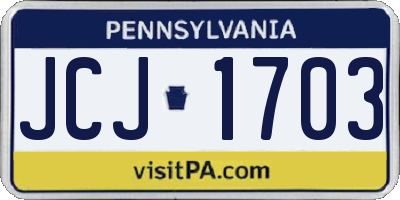 PA license plate JCJ1703