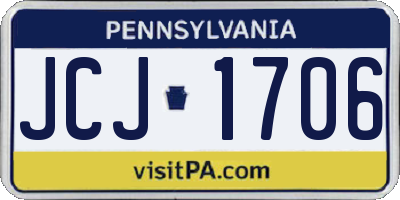 PA license plate JCJ1706