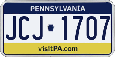 PA license plate JCJ1707