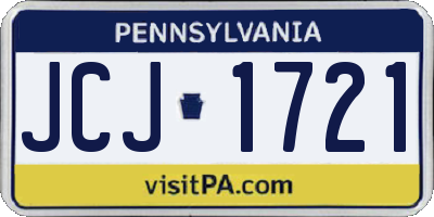 PA license plate JCJ1721
