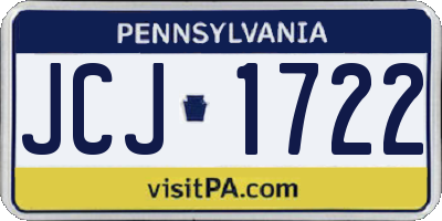 PA license plate JCJ1722