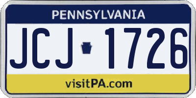 PA license plate JCJ1726