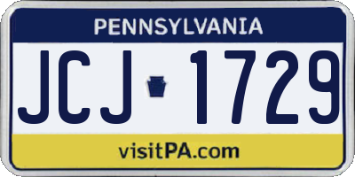 PA license plate JCJ1729