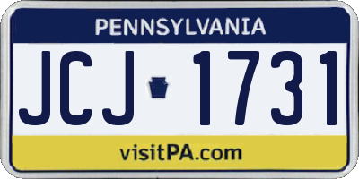 PA license plate JCJ1731