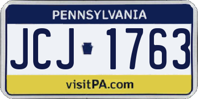 PA license plate JCJ1763