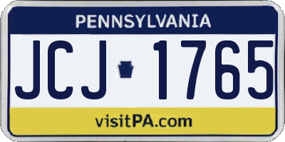 PA license plate JCJ1765