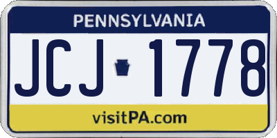 PA license plate JCJ1778