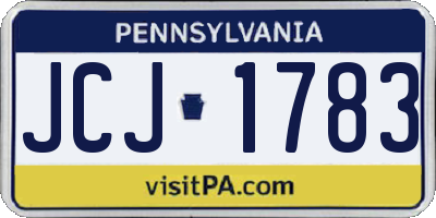 PA license plate JCJ1783