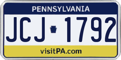 PA license plate JCJ1792