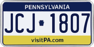 PA license plate JCJ1807