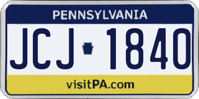 PA license plate JCJ1840