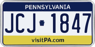 PA license plate JCJ1847