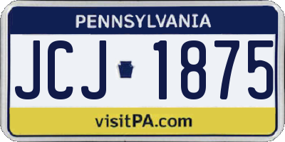 PA license plate JCJ1875