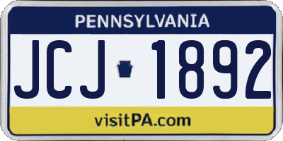 PA license plate JCJ1892