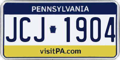 PA license plate JCJ1904