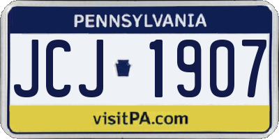 PA license plate JCJ1907
