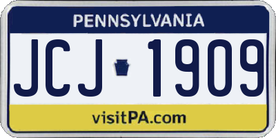 PA license plate JCJ1909