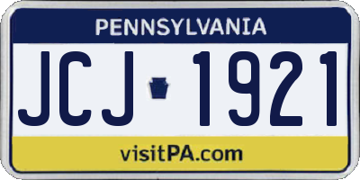 PA license plate JCJ1921