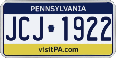 PA license plate JCJ1922