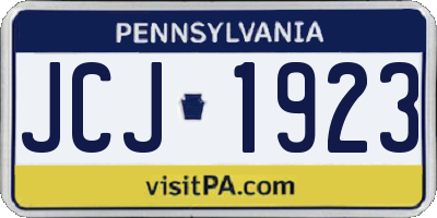 PA license plate JCJ1923