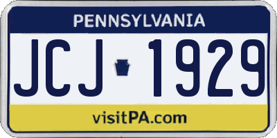 PA license plate JCJ1929